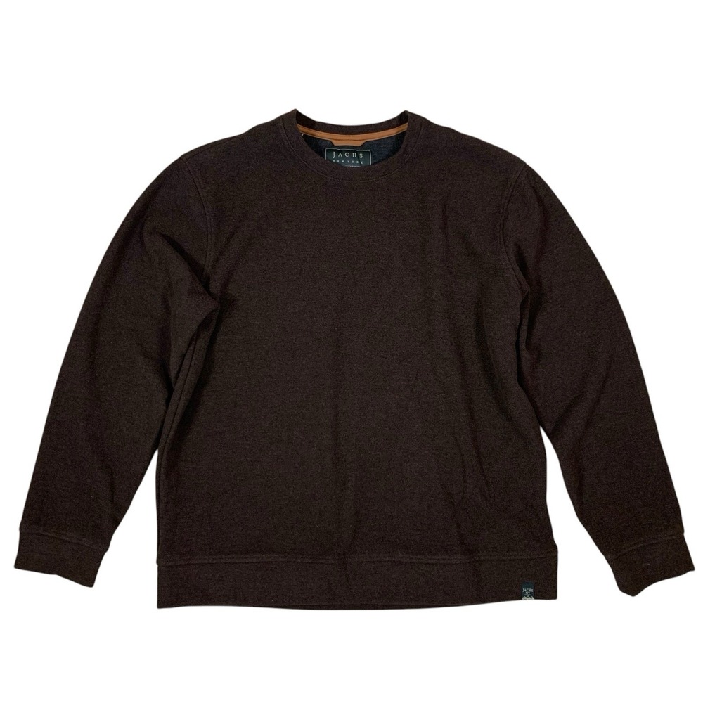 Jachs New York Pullover Fleece Lined Crewneck Sweater Brown XL Men's